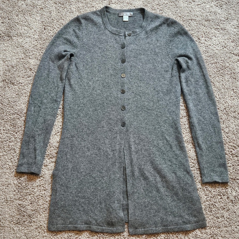 Charter Club Cashmere‎ Cardigan Sweater Womens Size XS Grey Knit Staple Capsule
